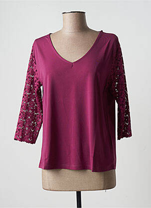 Top col v manches 3/4 rose BLANCHEPORTE femme