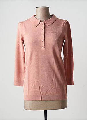 Pull finition bords-côtes manches 3/4 orange BLANCHEPORTE femme