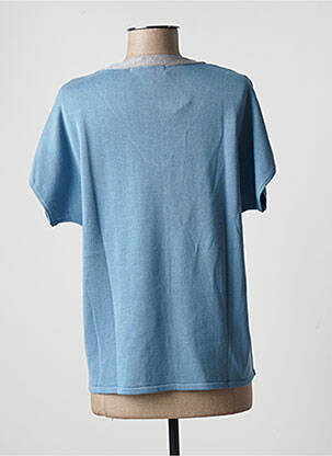 Pull coupe cintrée manches courtes bleu BLANCHEPORTE femme