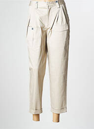 Pantalon 7/8 taille haute taille haute beige VICTORIO & LUCCHINO femme