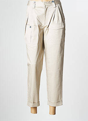 Pantalon 7/8 taille haute taille haute beige VICTORIO & LUCCHINO femme
