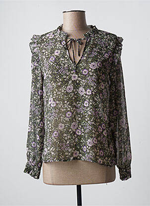 Blouse légère et transparente manches longues vert CACHE CACHE femme