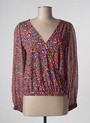 Blouse imprimé fleurs manches longues rouge CACHE CACHE femme
