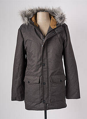 Manteau long a capuche a capuche gris BONOBO homme