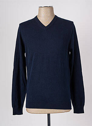 Pull col v manches longues bleu DOPPELGÄNGER homme