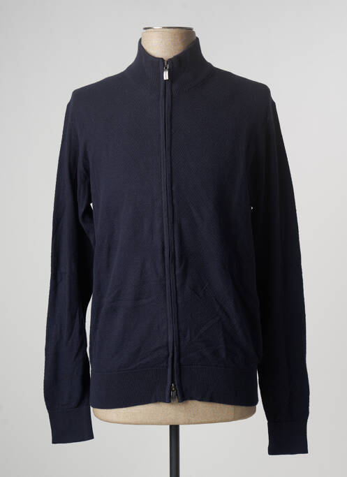 Gilet manches longues finition bords-côtes bleu DOPPELGÄNGER homme
