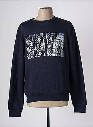 Pull finition bords-côtes manches longues bleu JEAN-LOUIS SCHERRER homme