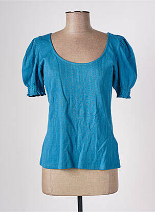 T-shirt coupe cintrée manches courtes bleu BONOBO femme