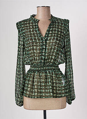 Blouse légère et transparente manches longues vert CACHE CACHE femme