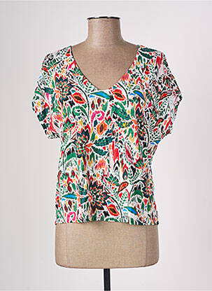 T-shirt col v manches courtes vert CACHE CACHE femme