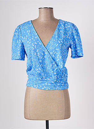 Blouse imprimé fleurs manches courtes bleu CACHE CACHE femme
