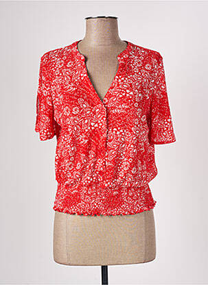 Blouse imprimé fleurs manches courtes rouge CACHE CACHE femme