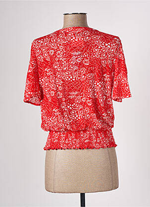 Blouse imprimé fleurs manches courtes rouge CACHE CACHE femme