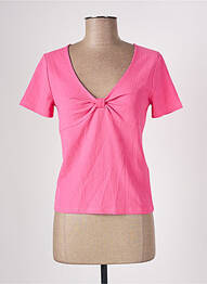 T-shirt col v manches courtes rose CACHE CACHE femme