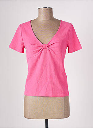 T-shirt col v manches courtes rose CACHE CACHE femme