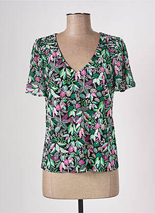 T-shirt col v manches courtes vert CACHE CACHE femme