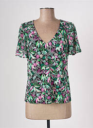T-shirt col v manches courtes vert CACHE CACHE femme