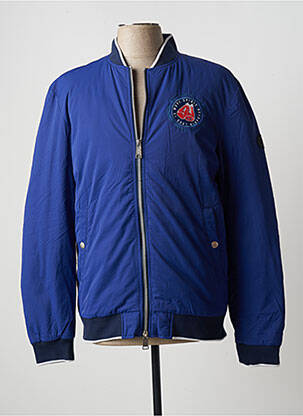 Blouson finition bords-côtes bleu SIX VALVES homme
