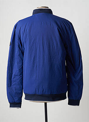 Blouson finition bords-côtes bleu SIX VALVES homme
