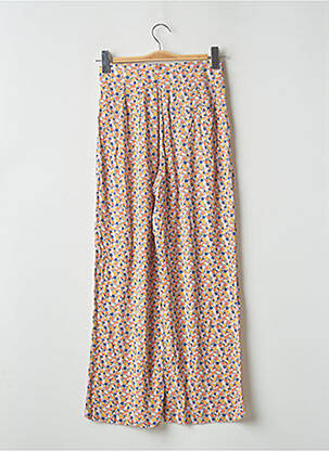 Pantalon large fermeture zippée sous rabat boutonné taille haute orange BONOBO femme