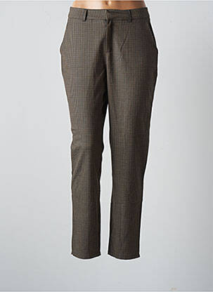 Pantalon chino fermeture zippée sous rabat avec crochet taille normale marron BONOBO femme