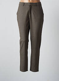 Pantalon chino fermeture zippée sous rabat avec crochet taille normale marron BONOBO femme
