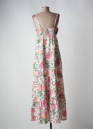 Robe longue manches bretelles ajustables fines bretelles rose PLACE DU SOLEIL femme