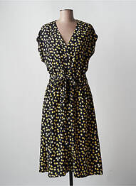 Robe mi-longue coupe fluide manches courtes noir MEIL femme