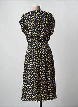 Robe mi-longue imprimé fleurs manches courtes noir MEIL femme