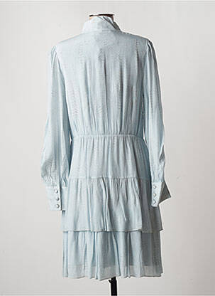 Robe mi-longue imprimé fantaisie manches longues bleu LAUREN VIDAL femme