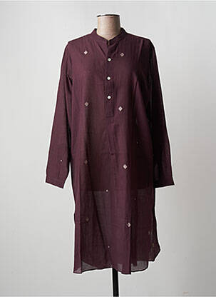 Robe mi-longue coupe fluide manches longues violet MOIS MONT femme