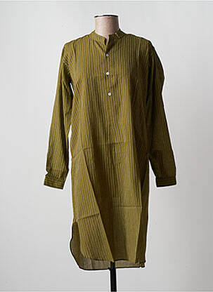 Robe mi-longue coupe fluide manches longues vert MOIS MONT femme