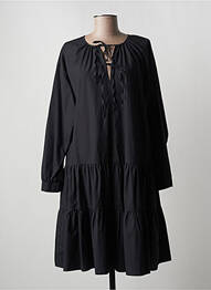 Robe mi-longue coupe fluide manches longues noir SET femme