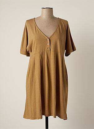 Robe mi-longue manches courtes manches courtes beige PAKO LITTO femme