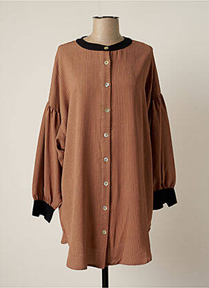 Robe courte coupe fluide manches longues marron SKATÏE femme
