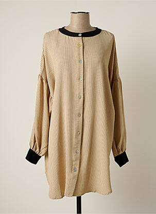 Robe courte coupe fluide manches longues beige SKATÏE femme