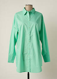 Chemisier tissage popeline manches longues vert SUMMUM femme