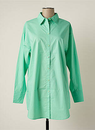 Chemisier tissage popeline manches longues vert SUMMUM femme
