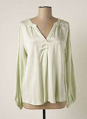 Blouse poignets boutonnés avec fente manches longues vert JEFF femme