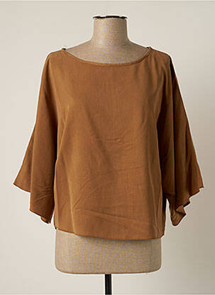 Blouse col rond manches 3/4 marron SUMMUM femme