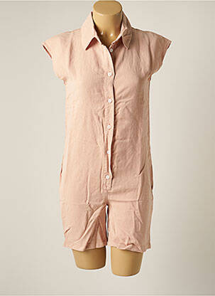 Combishort col chemisier manches courtes rose DROLATIC femme