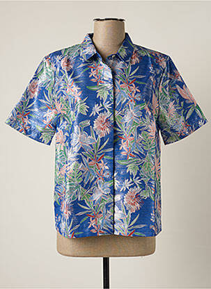 Chemisier imprimé fleurs manches courtes bleu CHLOÉ STORA femme
