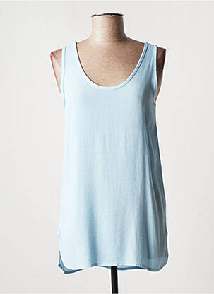 Top tissage crêpe sans manche bleu LAUREN VIDAL femme