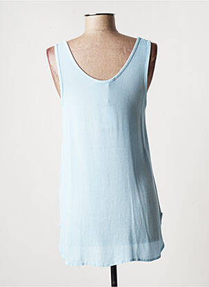 Top tissage crêpe sans manche bleu LAUREN VIDAL femme