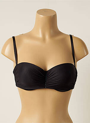 Soutien-gorge effet matière satinée haut bandeau noir MAISON LEJABY femme