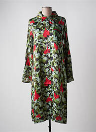 Robe mi-longue coupe fluide manches longues vert FRACOMINA femme