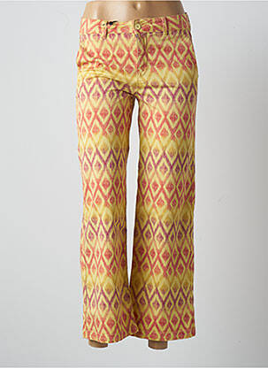 Pantalon 7/8 tissage popeline taille basse jaune HAPPY femme