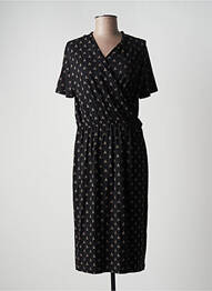 Robe mi-longue imprimé fantaisie manches courtes noir MASAI femme