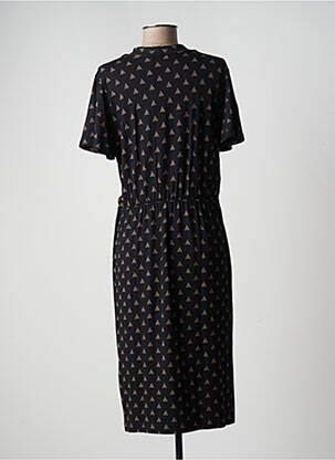 Robe mi-longue imprimé fantaisie manches courtes noir MASAI femme
