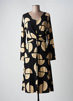 Robe mi-longue coupe évasée manches longues noir MASAI femme